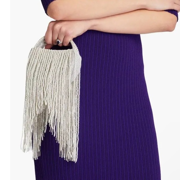 RETROFETE ESTEL SMALL EMBELLISHED Sequin PEARL FRINGE BAG Clutch - Picture 8 of 16